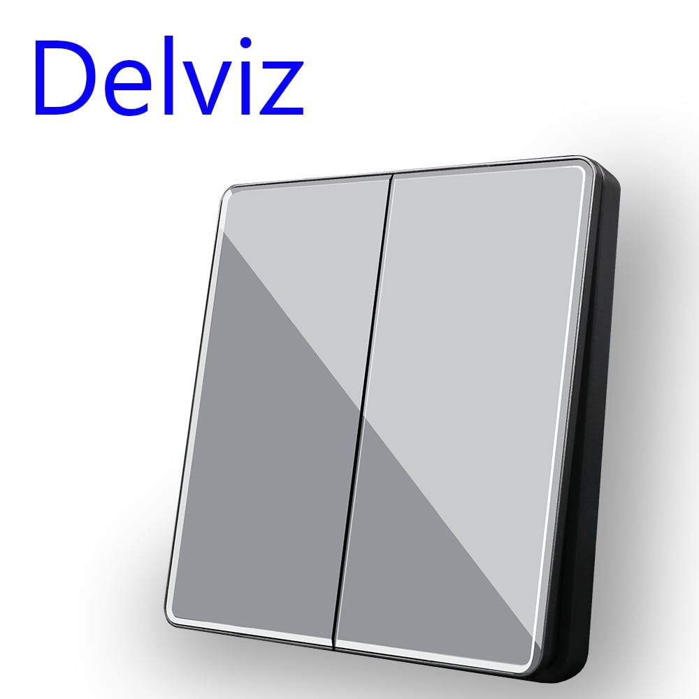 Delviz Crystal glass Switch, 1/2/3/4 Gang 2 Way, Grey panel Cable TV socket, RJ45 Computer Outlet, EU Standard Wall Light Switch