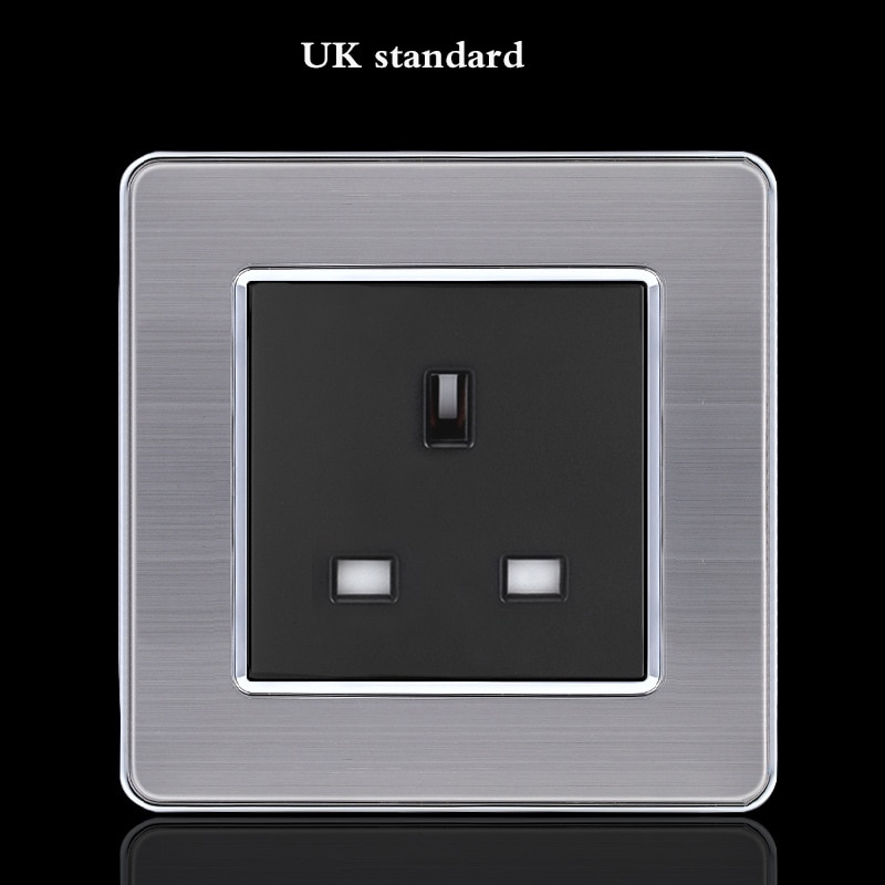 1 2 3 Gang 1 2 Way Household Switch Socket type 86 wall with led brushed stainless steel mirror Reset switches 86*86mm