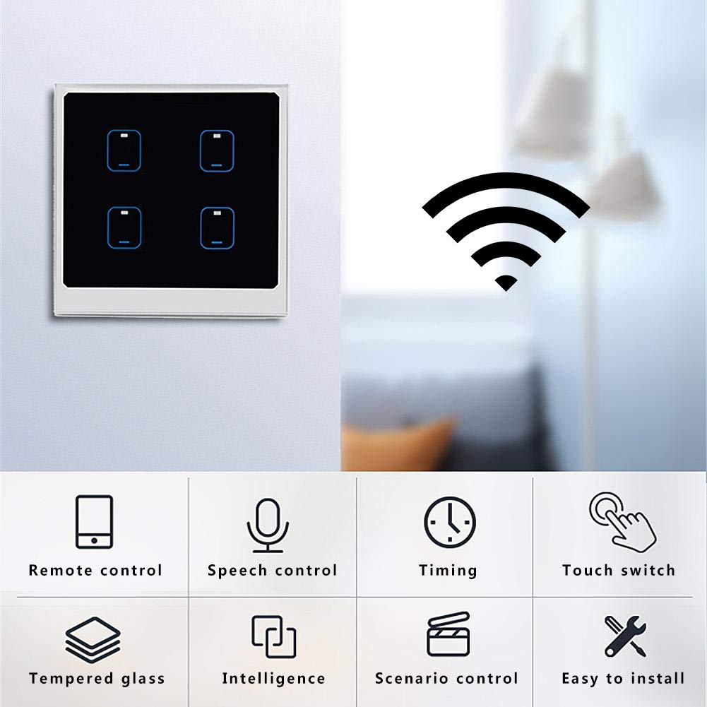 Smart Wifi Light Wall Switch 1/2/3//4 Gang Modern Touch Glass Panel Timing Ewelink APP Remote Voice Control by Alexa Google Home