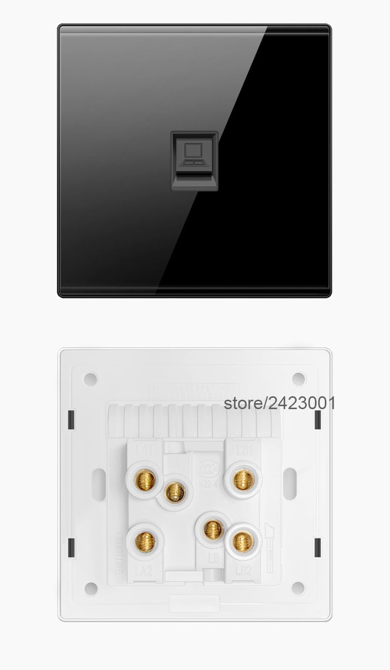 86mm Luxury Light Switch General Standard Crystal Tempered Glass 1 2 3 4 Gang  Switch Black Power Push Botton Switch USB Socket
