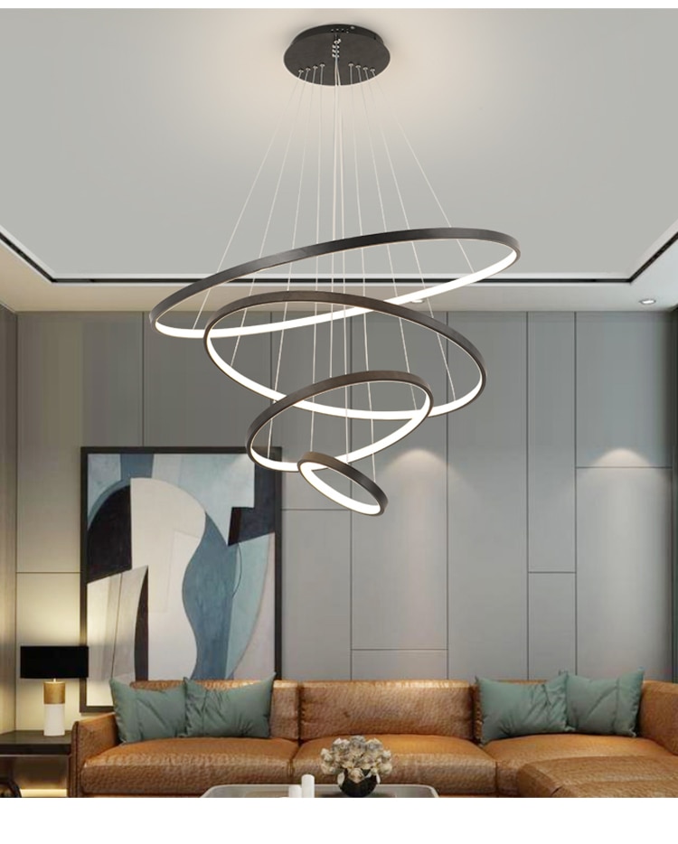 Modern Led Ceiling Chandelier For Villa Living Bedroom Dining Room Wrought Iron Chandelier Home Indoor Lighting Decorative Lamps
