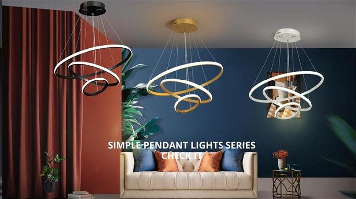 Modern LED Pendant Lights for Living Dining Room White/Gold/Coffee/Black Circle Rings Luster Lamp fixture home Indoor Lighting