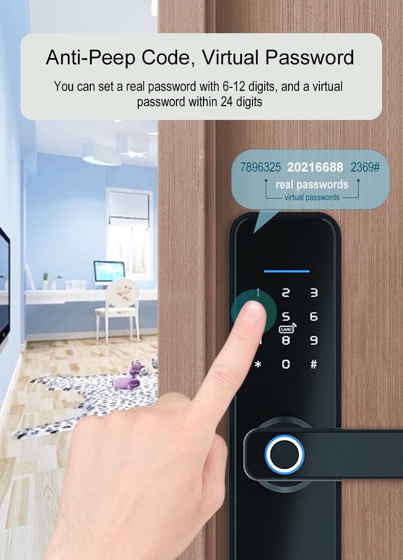 TTLOCK Electronic Smart Door Lock Security Biometric Fingerprint Intelligent Lock With Password RFID card VX2