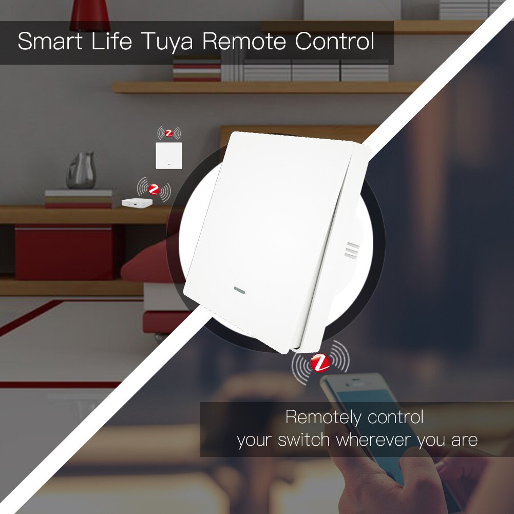 Moes Smart Light Switch Tuya ZigBee No Neutral Wire No Capacitor Needed Smart Life 2/3 Way Works with Alexa Google Home 2mqtt