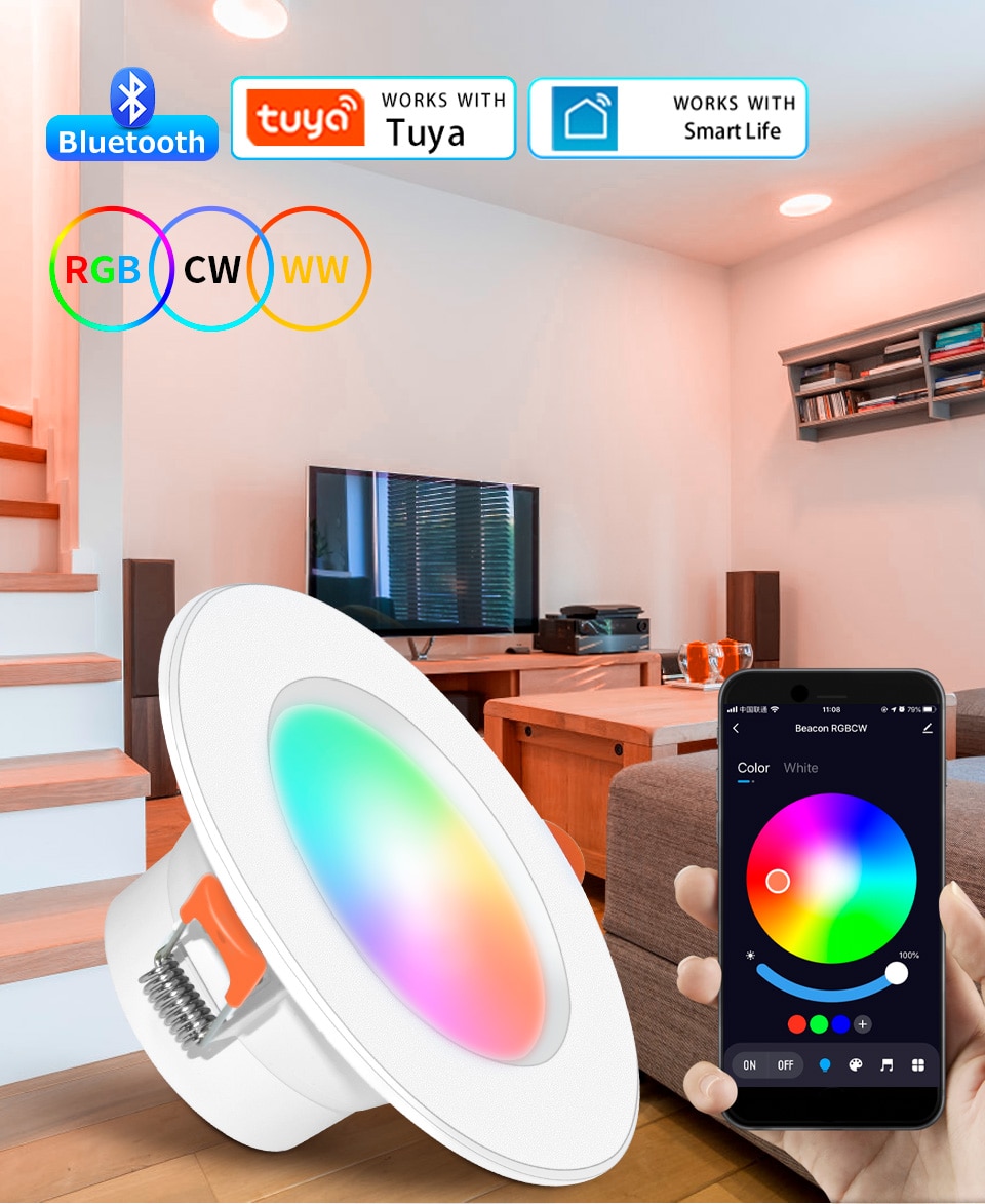 15W Tuya LED Downlight Bluetooth LED Smart Ceiling Light Motion Sensor 220V 110V Dimmable RGB Lamp APP Remote Control Smart Life