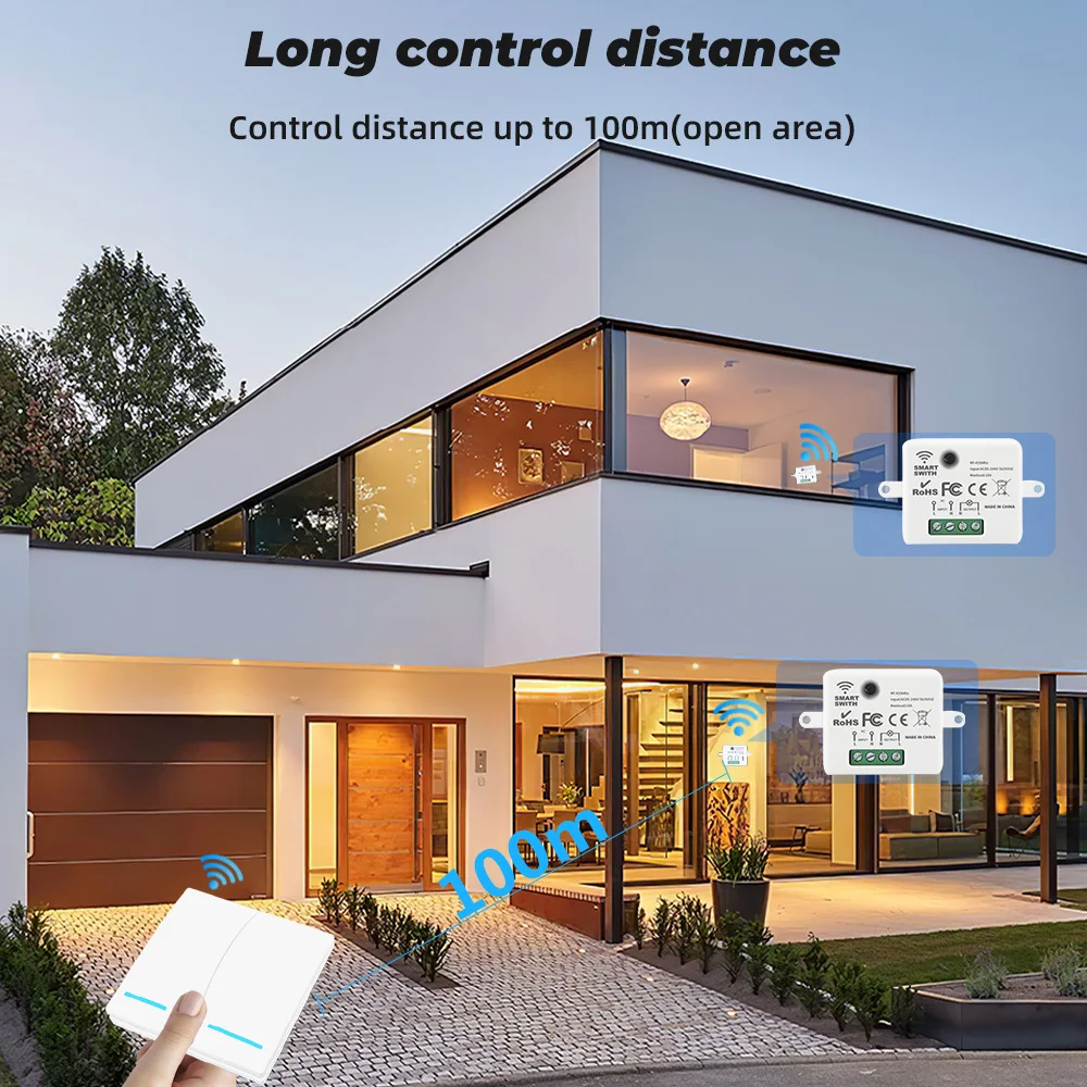 GERMA Mini Module Smart Wireless Push Switch Light 433MHZ Electrical Home Remote Control Button Wall Panel On Off 220V10A Led