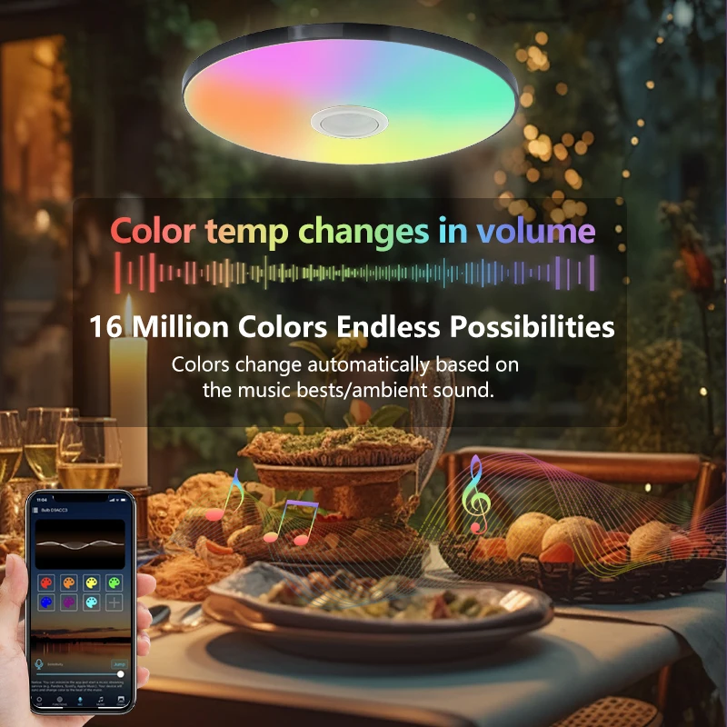 RGB Smart Ceiling Light LED Light with Speaker 30W 36W Audio Music Play TUYA APP Bluetooth WIFI Home Decor Bedroom Living Room RGB Smart Ceiling Light LED Light with Speaker 30W 36W Audio Music Play TUYA APP Bluetooth WIFI Home Decor Bedroom Living Room