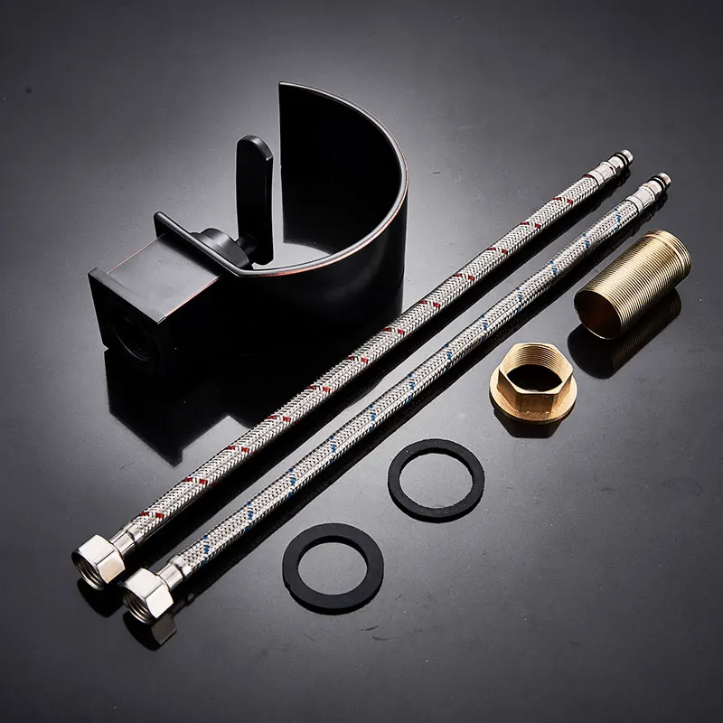 Copper Single Hole Dual Handles Hot and Cold Basin Mixer Faucet Creative Waterfall Water Outlet Bathroom Vessel Sink Mixer Taps Copper Single Hole Dual Handles Hot and Cold Basin Mixer Faucet Creative Waterfall Water Outlet Bathroom Vessel Sink Mixer Taps