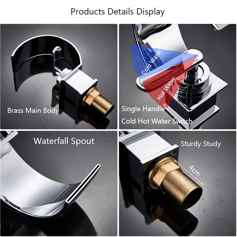 Copper Single Hole Dual Handles Hot and Cold Basin Mixer Faucet Creative Waterfall Water Outlet Bathroom Vessel Sink Mixer Taps Copper Single Hole Dual Handles Hot and Cold Basin Mixer Faucet Creative Waterfall Water Outlet Bathroom Vessel Sink Mixer Taps