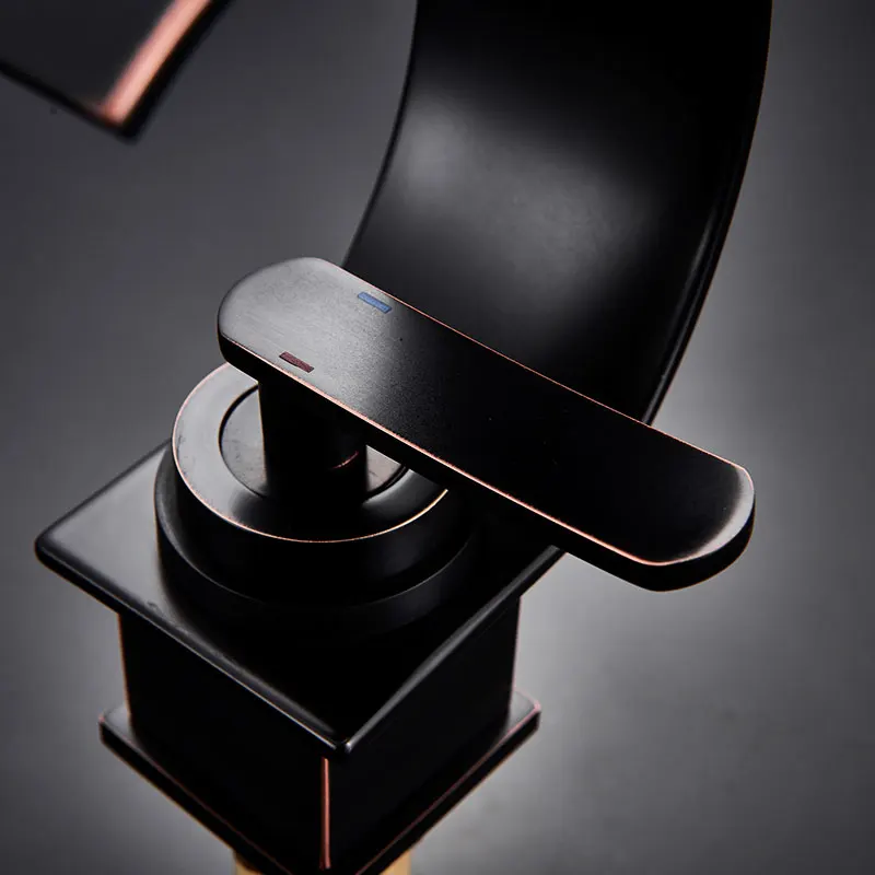 Copper Single Hole Dual Handles Hot and Cold Basin Mixer Faucet Creative Waterfall Water Outlet Bathroom Vessel Sink Mixer Taps Copper Single Hole Dual Handles Hot and Cold Basin Mixer Faucet Creative Waterfall Water Outlet Bathroom Vessel Sink Mixer Taps