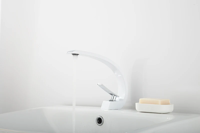 Bathroom Faucet Rose Gold White Bathroom Basin Faucet Cold Hot Water Mixer Sink Tap Deck Mounted Black Tap Bathroom Faucet Rose Gold White Bathroom Basin Faucet Cold Hot Water Mixer Sink Tap Deck Mounted Black Tap