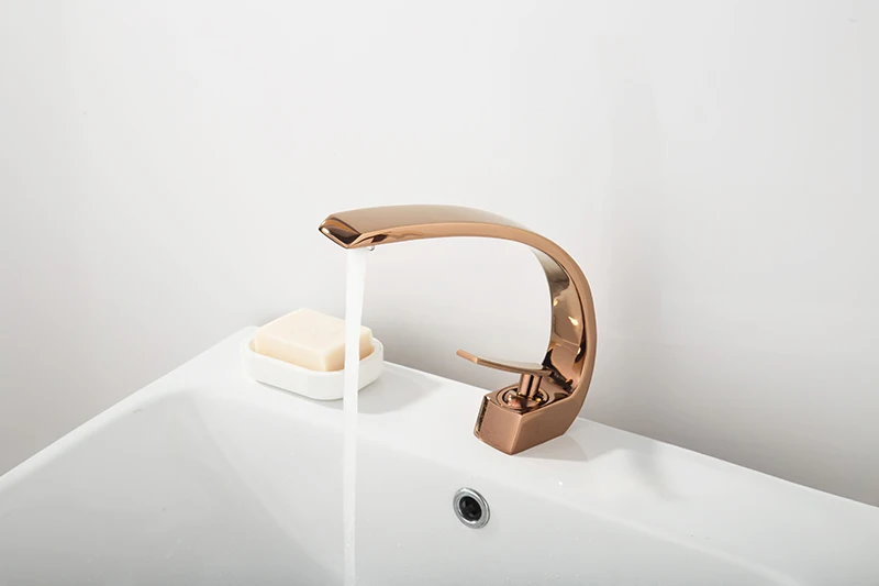 Bathroom Faucet Rose Gold White Bathroom Basin Faucet Cold Hot Water Mixer Sink Tap Deck Mounted Black Tap Bathroom Faucet Rose Gold White Bathroom Basin Faucet Cold Hot Water Mixer Sink Tap Deck Mounted Black Tap
