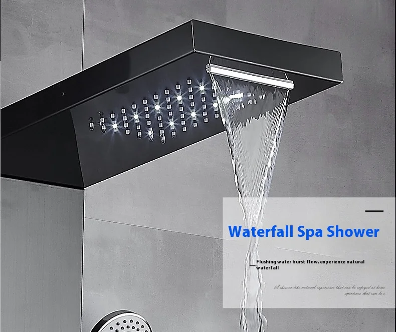 constant temperature 304 Stainless Steel Waterfall Spa Spray Smart Shower Panel Wall Shower Set