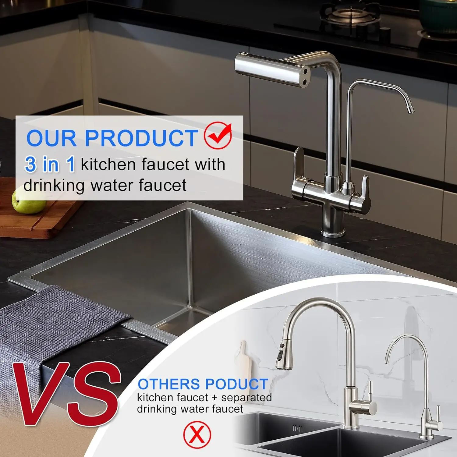 Waterfall Touch Filter Kitchen Faucet Quality Brass Hot Cold Kitchen Sink Mixer Tap 3 Ways Pure Water Touch on Kitchen Faucets