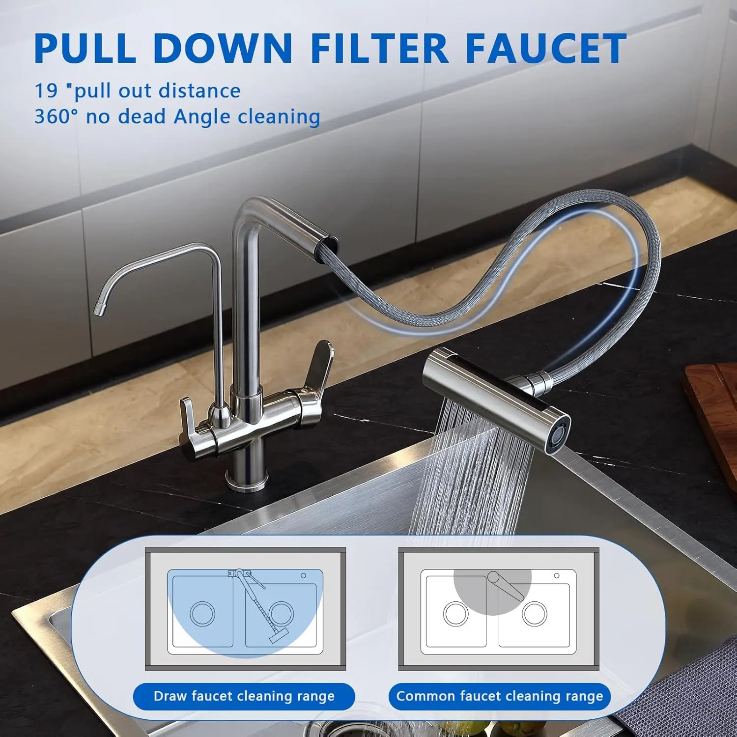 Waterfall Touch Filter Kitchen Faucet Quality Brass Hot Cold Kitchen Sink Mixer Tap 3 Ways Pure Water Touch on Kitchen Faucets