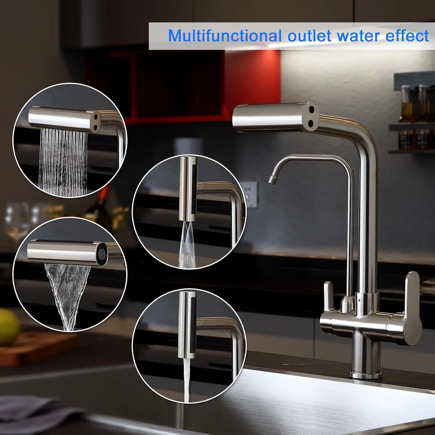 Waterfall Touch Filter Kitchen Faucet Quality Brass Hot Cold Kitchen Sink Mixer Tap 3 Ways Pure Water Touch on Kitchen Faucets