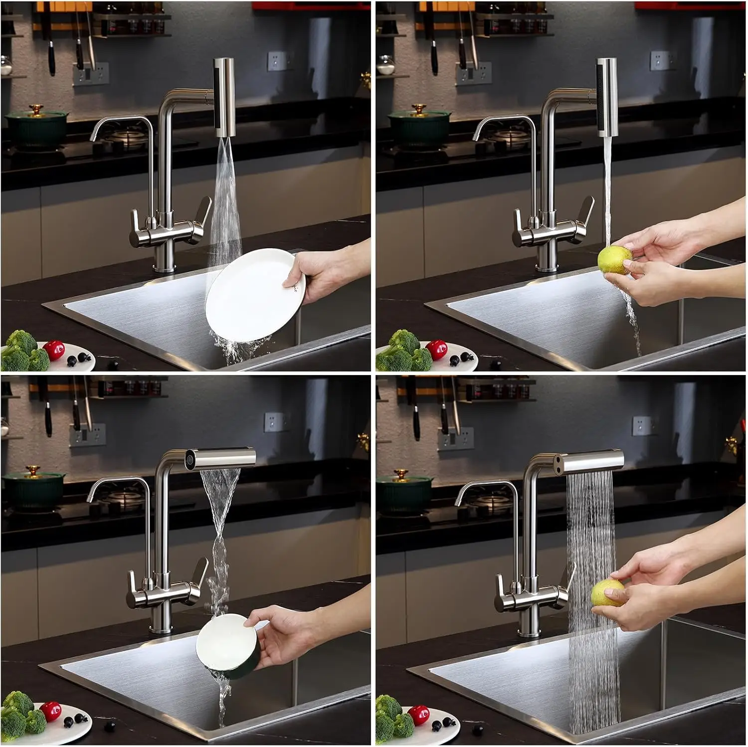 Waterfall Touch Filter Kitchen Faucet Quality Brass Hot Cold Kitchen Sink Mixer Tap 3 Ways Pure Water Touch on Kitchen Faucets