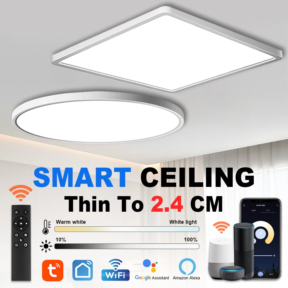 Modern LED Ceiling Light Smart Tuya App Alexa Voice Remote Control Panel Indoor Light