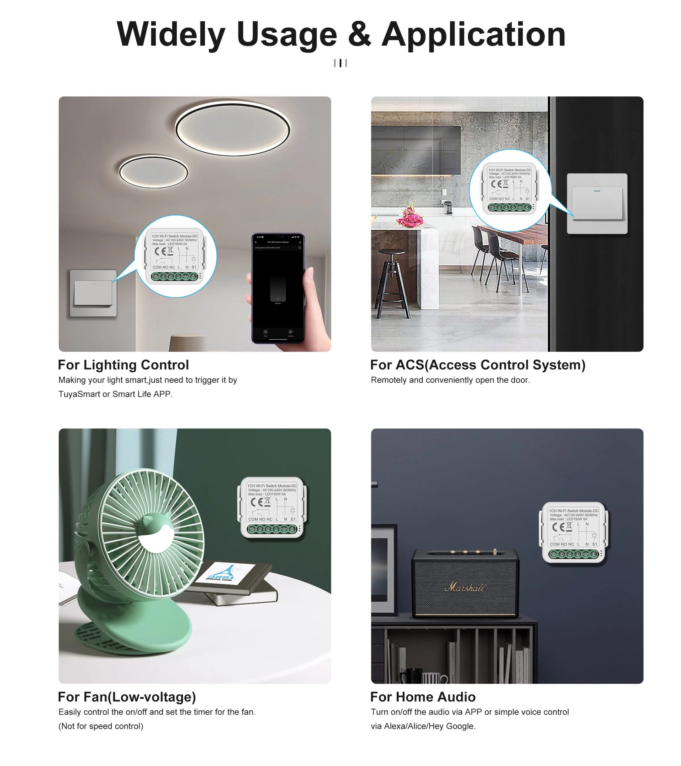 GIRIER Smart Dry Contact WiFi Switch Module Smart Home DIY Breaker Relay DC 12/24V AC 100-240V Compatible with Alexa Google Home