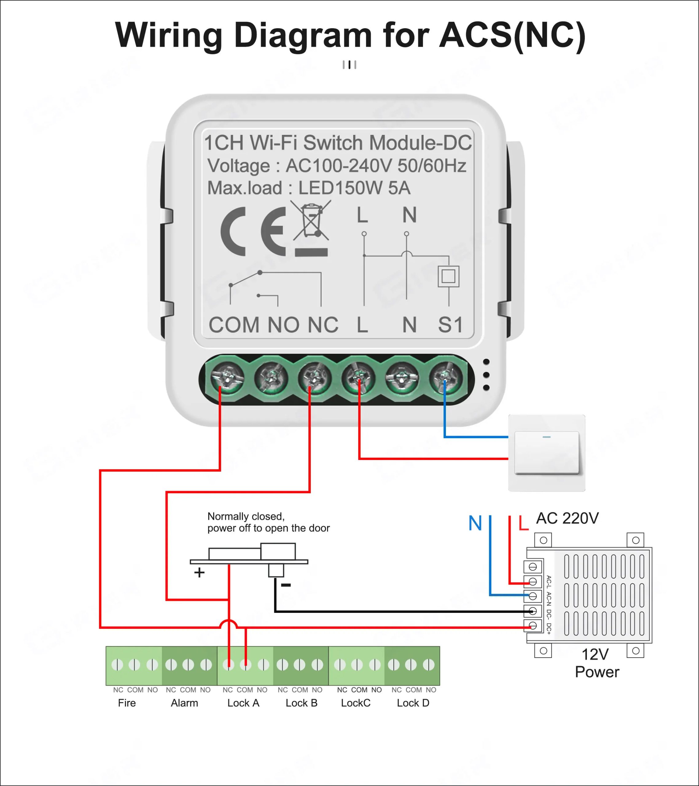 GIRIER Smart Dry Contact WiFi Switch Module Smart Home DIY Breaker Relay DC 12/24V AC 100-240V Compatible with Alexa Google Home