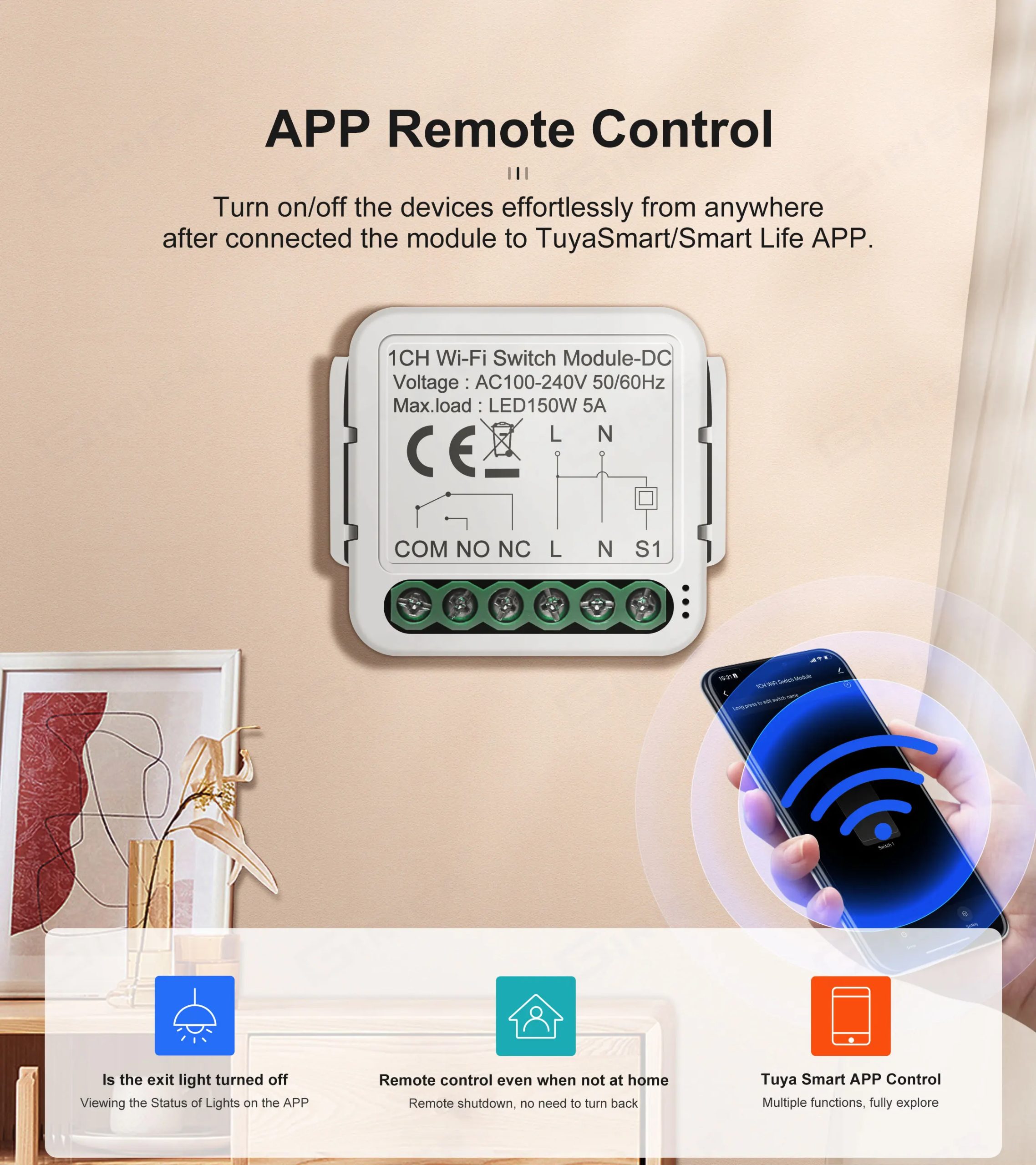 GIRIER Smart Dry Contact WiFi Switch Module Smart Home DIY Breaker Relay DC 12/24V AC 100-240V Compatible with Alexa Google Home