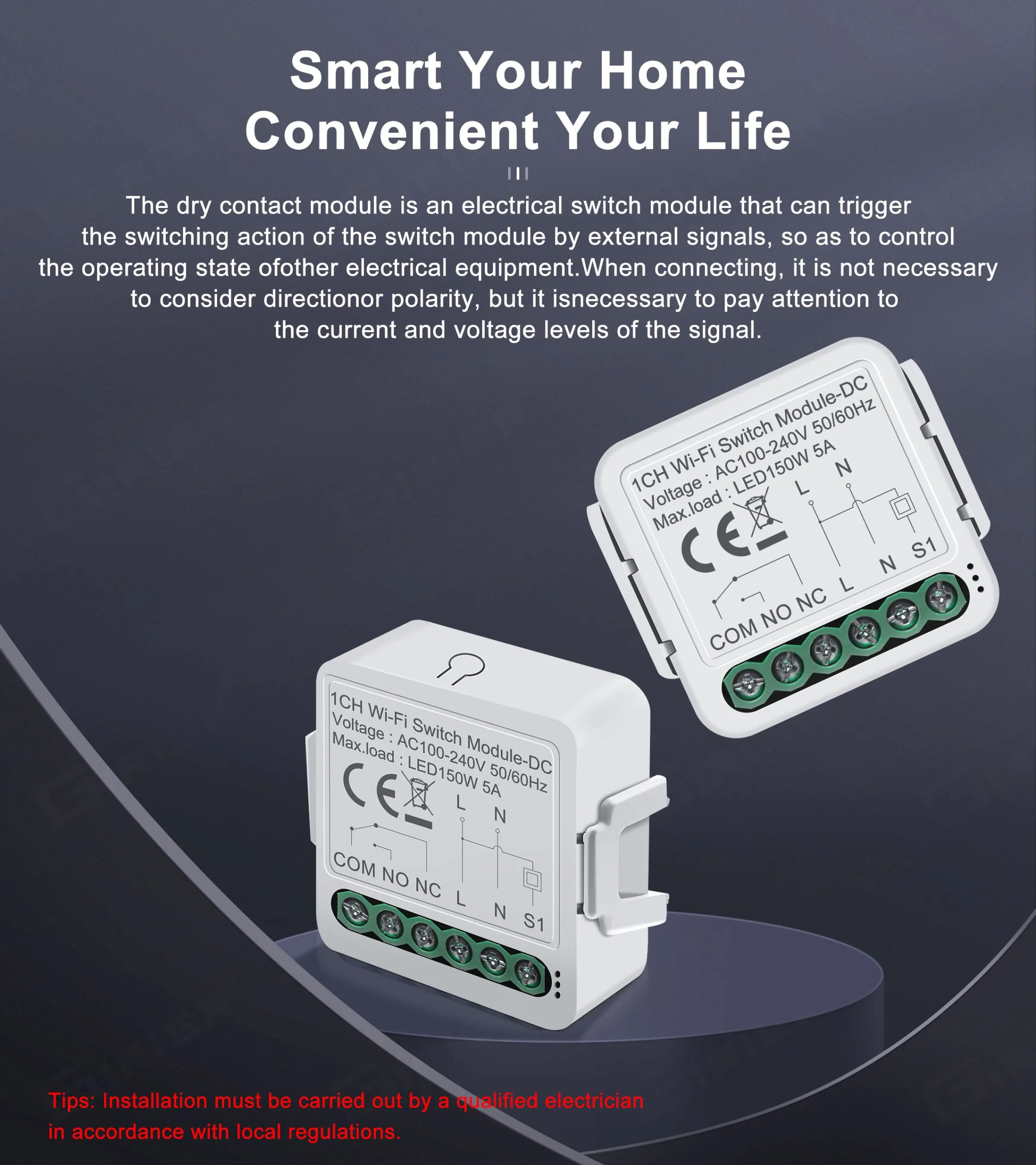 GIRIER Smart Dry Contact WiFi Switch Module Smart Home DIY Breaker Relay DC 12/24V AC 100-240V Compatible with Alexa Google Home